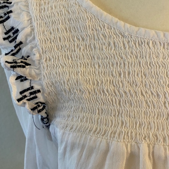 Loft Smocked Front Long SleevedEmbroidered Lightweight Gauze Blouse.S - Picture 3 of 5